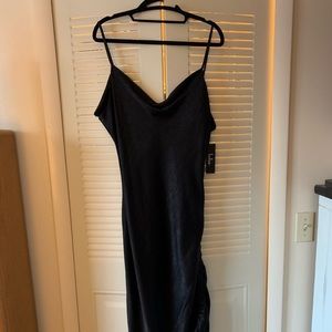 Lulu black satiny slip dress! Well made!